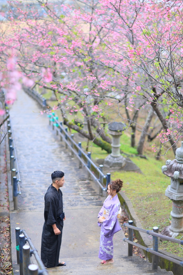 《2月》真っピンクの桜が素敵♡ゆかたフォトウェディング