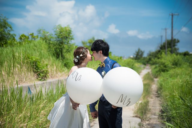 山のない沖縄の広い空と!フォトウェディングを♡DOR WEDDING