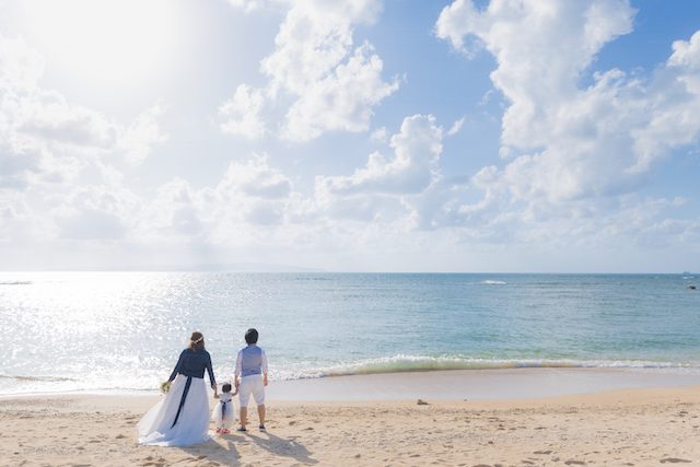 台風前でしたが奇跡的に晴れた☆子供と一緒にフォトウェディング♡